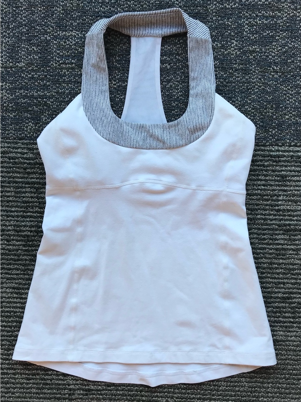 lululemon athletica White Tank with Gray Ribbed Halter Neck